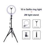 Video Light Dimmable LED Selfie Ring Light USB ring lamp Photography Light with Phone Holder 2M tripod stand for Makeup Youtube