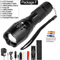 Super Powerful Led flashlight Ultra Bright linterna led torch T6/L2/V6 5 Switch Modes Zoomable Bicycle Light use 18650 battery