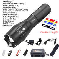 Super Bright  XM-L T6 L2 XP-L LED Flashlight Rechargeable Zoomable Linternas Torch Light by 1*18650 or 3*AAA Lamp Hand Light z50