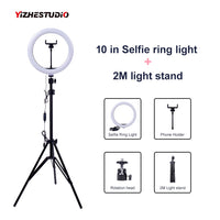 Video Light Dimmable LED Selfie Ring Light USB ring lamp Photography Light with Phone Holder 2M tripod stand for Makeup Youtube