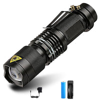 Super bright Mini LED Flashlight Zoom T6 Led Lamp Bead Torch 5 Mode Camping Lamp Waterproof Use 18650 Rechargeable Battery