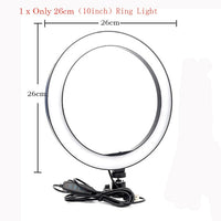 10inch 26cm USB Interface Dimmable LED Selfie Ring Light Camera Phone Photography Video Makeup Lamp With Tripod Phone Clip