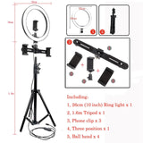 10inch 26cm USB Interface Dimmable LED Selfie Ring Light Camera Phone Photography Video Makeup Lamp With Tripod Phone Clip